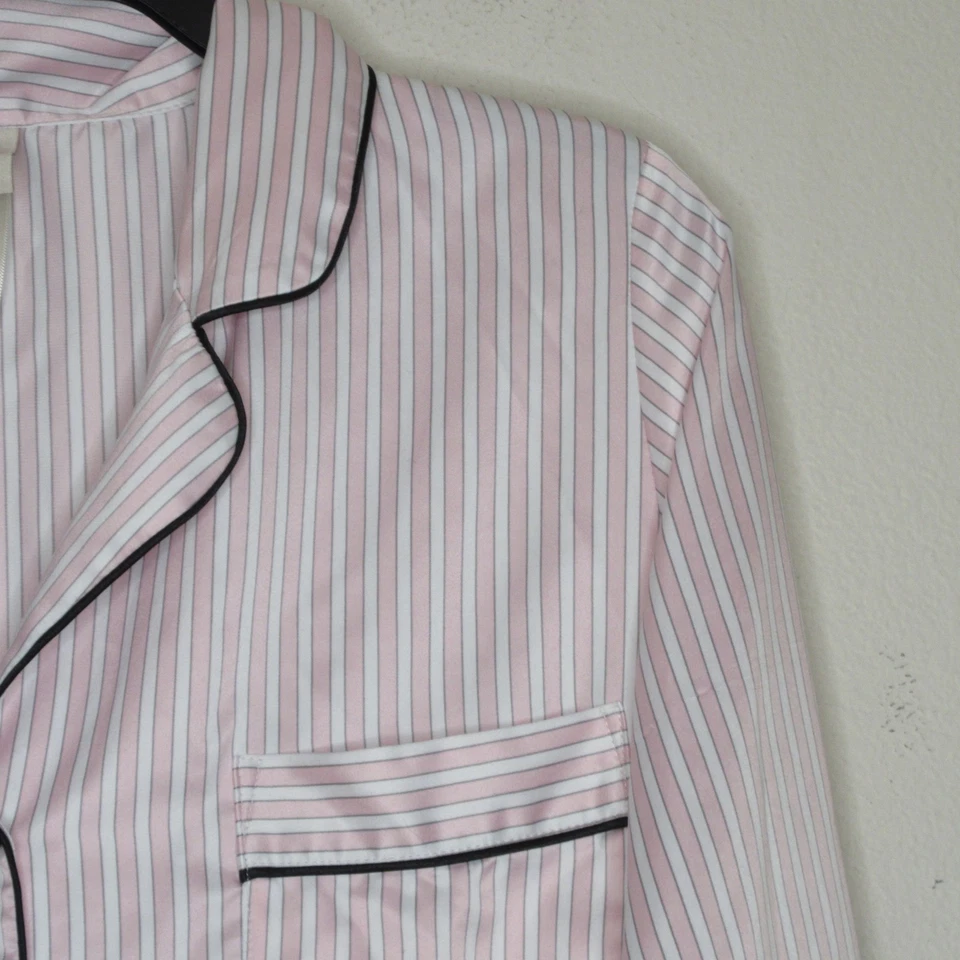 In Bloom By Jonquil Women's Long Sleeve Pink Striped Satin Pajama Top M B45 - Image 4 of 4