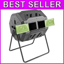 43-Gallon Dual Chamber Compost Bin - Efficient Outdoor Tumbler for Gardens