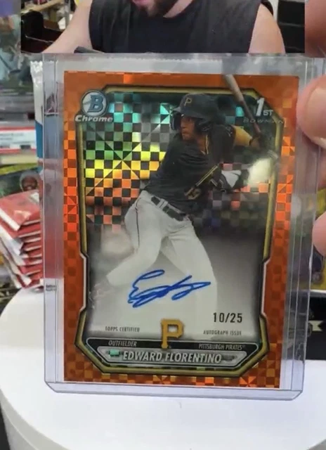 2026 Bowman Chrome Edward Florentino Orange X-Fractor 1st Bowman Auto /25 PIT