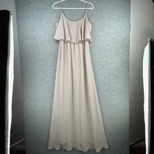 Show Me Your Mumu Womens Caitlin Ruffle Maxi Dress Sleeveless Large Beige