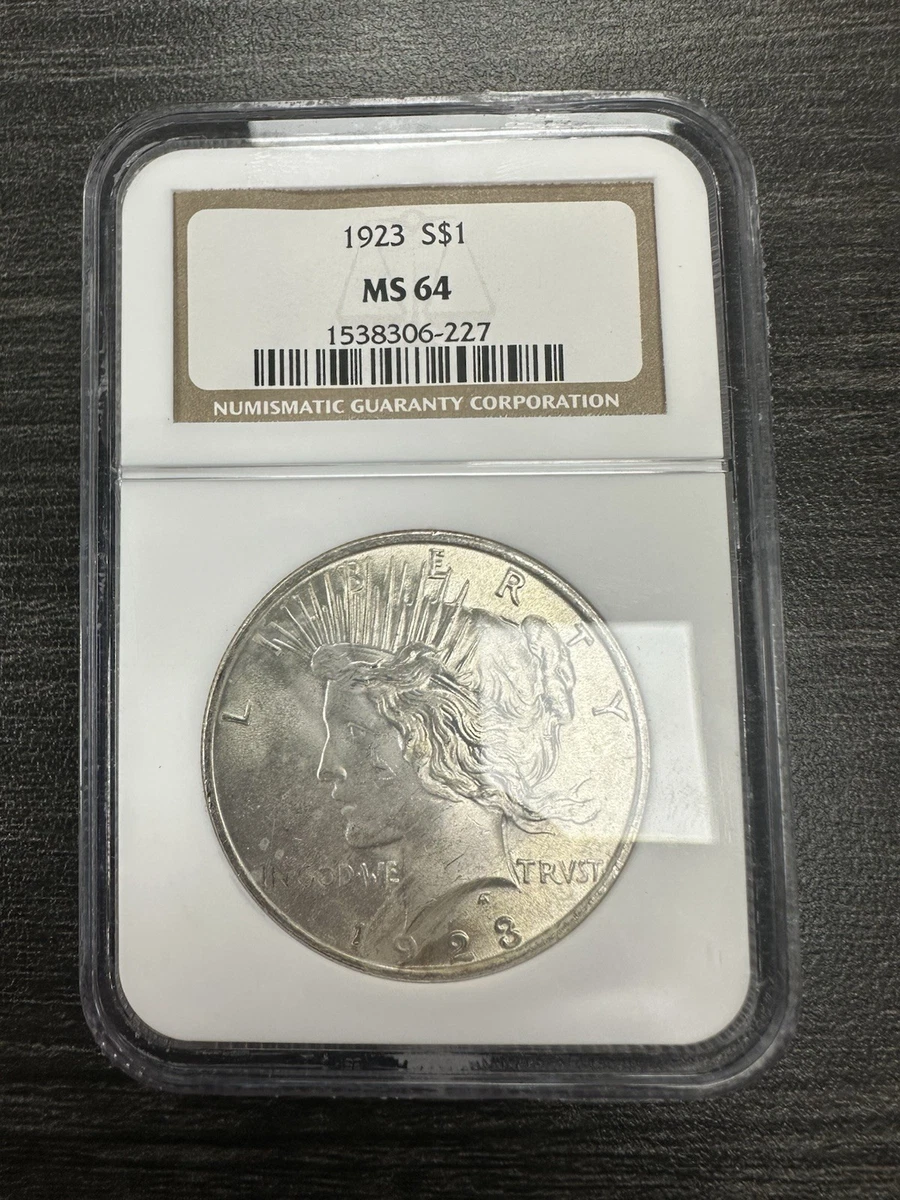 MS 64 Graded 1923 Year NGC Certified Peace Dollars (1921-1935) for