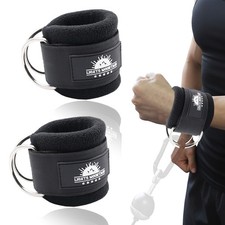 Soft Fleece Wrist Cuffs with Dual D-Rings ,Support for Cable Machine Workouts