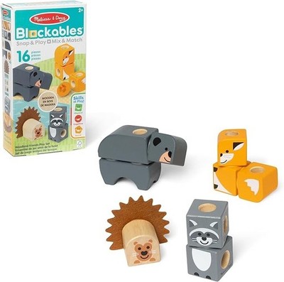 Melissa & Doug Blockables 16-teiliges Waldtierfreunde Set Holzbausteine