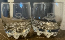 2 CROWN ROYAL 8 POINT Roly Poly Lowball On The Rocks Whiskey Glasses Vintage