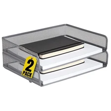 Stackable Side Load Letter Tray, Silver Wire Metal Mesh Paper Tray Organizer,...