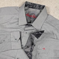Robert Graham Shirt Mens Large Gray Geometric Classic Fit Button Down Flip Cuff