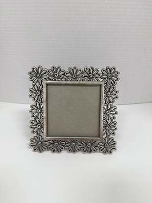 Silver Photo Frame Cut Out Daisy Pattern Holds 4'' x 4'' Photo by Elsal 1996 W1