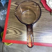 Visions Corning Cook Ware Amber Glass Pot Saucepan Pot W/ Spout  0.7 Liter