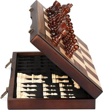 Magnetic Wooden Chess Set for Adults Kids 15'' Chess Board with Handmade Pieces,
