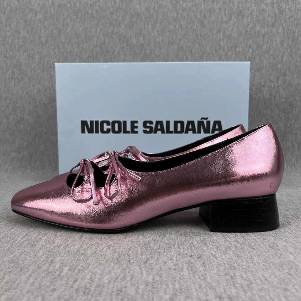 Zapato Nicole Saldaña Isabel Mujer 40 (US 10) Rosa Pálido Cuero Metálico NUEVO Foto 2 de 4