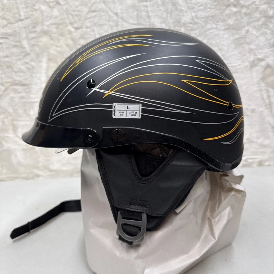 Casco AFX FX-200 negro con rayas naranjas/plateadas - Lg 60-61 cm 23 5/8 - 24 pulgadas Foto 2 de 4