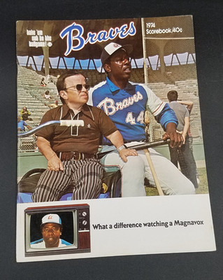 1974 Atlanta Braves Scorebook Program Baseball Hank Aaron vs. Dodgers Unscored