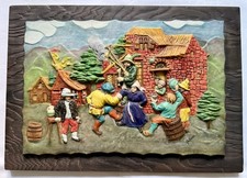 Ton-/Wandrelief Kunsthandwerk, handbemalt Einzelstück  signiert, Töpferware 1996