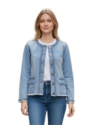 DG2 Diane Gillman Light Wash Denim Braided Trim Denim Jacket NWOT Size XL