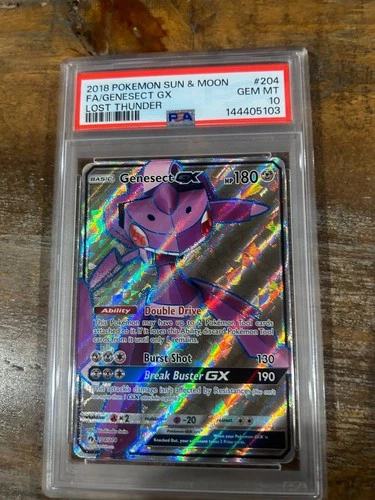 POKEMON 2018 Sun Moon Lost Thunder Full Art GENESECT GX #204 PSA 10 Gem Mint