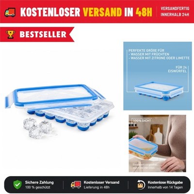 Emsa Clip & Close Eiswürfelbox 1L, Spülmaschinenfest, Blau