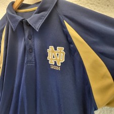 Notre Dame Fighting Irish Polo Shirt Mens XL Navy Blue NCAA Football Clover