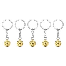 5pcs Retro Lucky Dice Keychain Charm Keyrings with Pendants, Gold