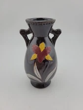 Vintage Occupied JAPAN Miniature Two Handled VASE with IRIS Flower 4.5"