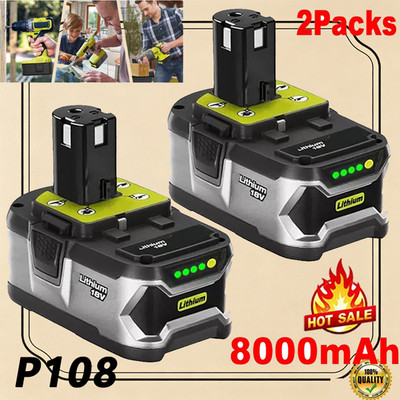18V 8.0Ah Akku für RYOBI One Plus Lithium RB18L50 P108 P104 Batterie 18 Volt NX