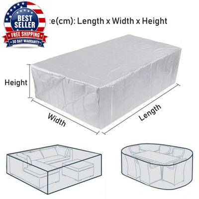 210D Heavy Duty Waterproof Patio Furniture Cover Rectangular Garden Rain Snow Ou