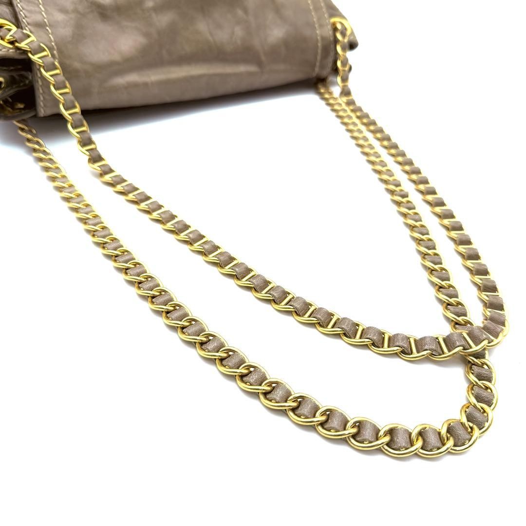 PRADA Khaki Leather 2Way Handbag Wrinkled Finish thumbnail 5