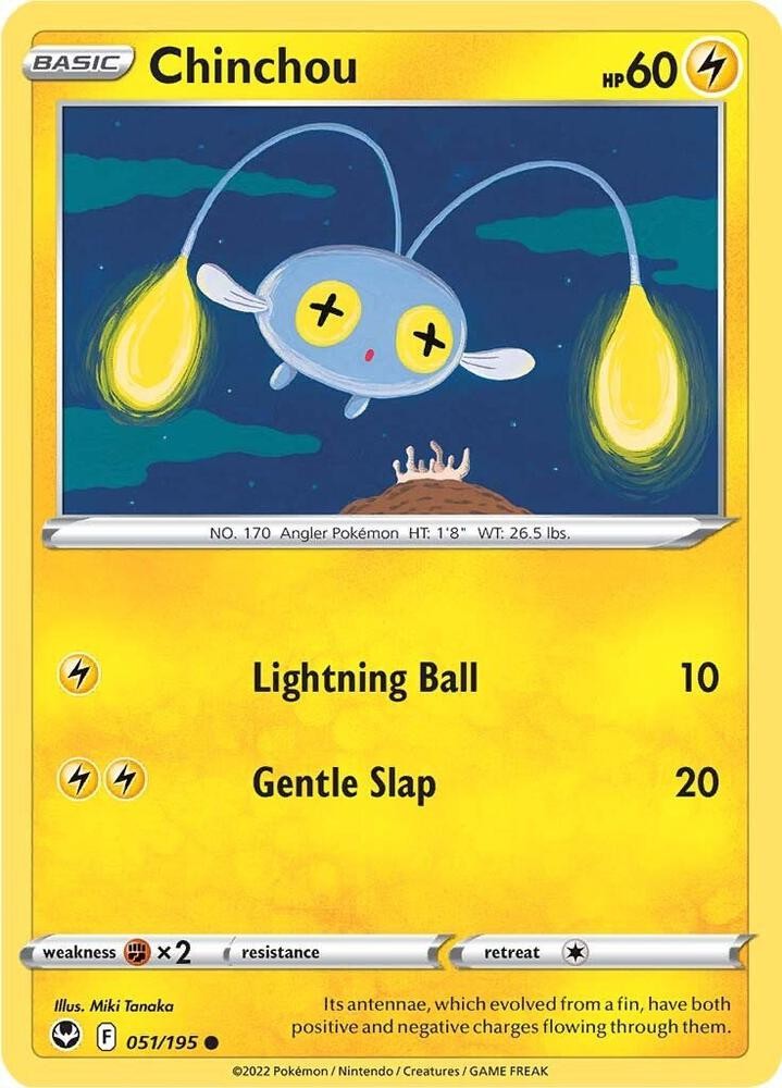 Chinchou Common SWSH12: Silver Tempest 051/195 Near Mint