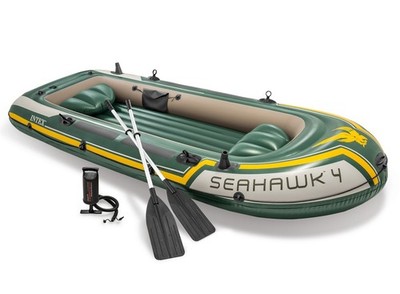 Intex Seahawk 4 Inflatable Boat Set with Aluminum Oars and Pump