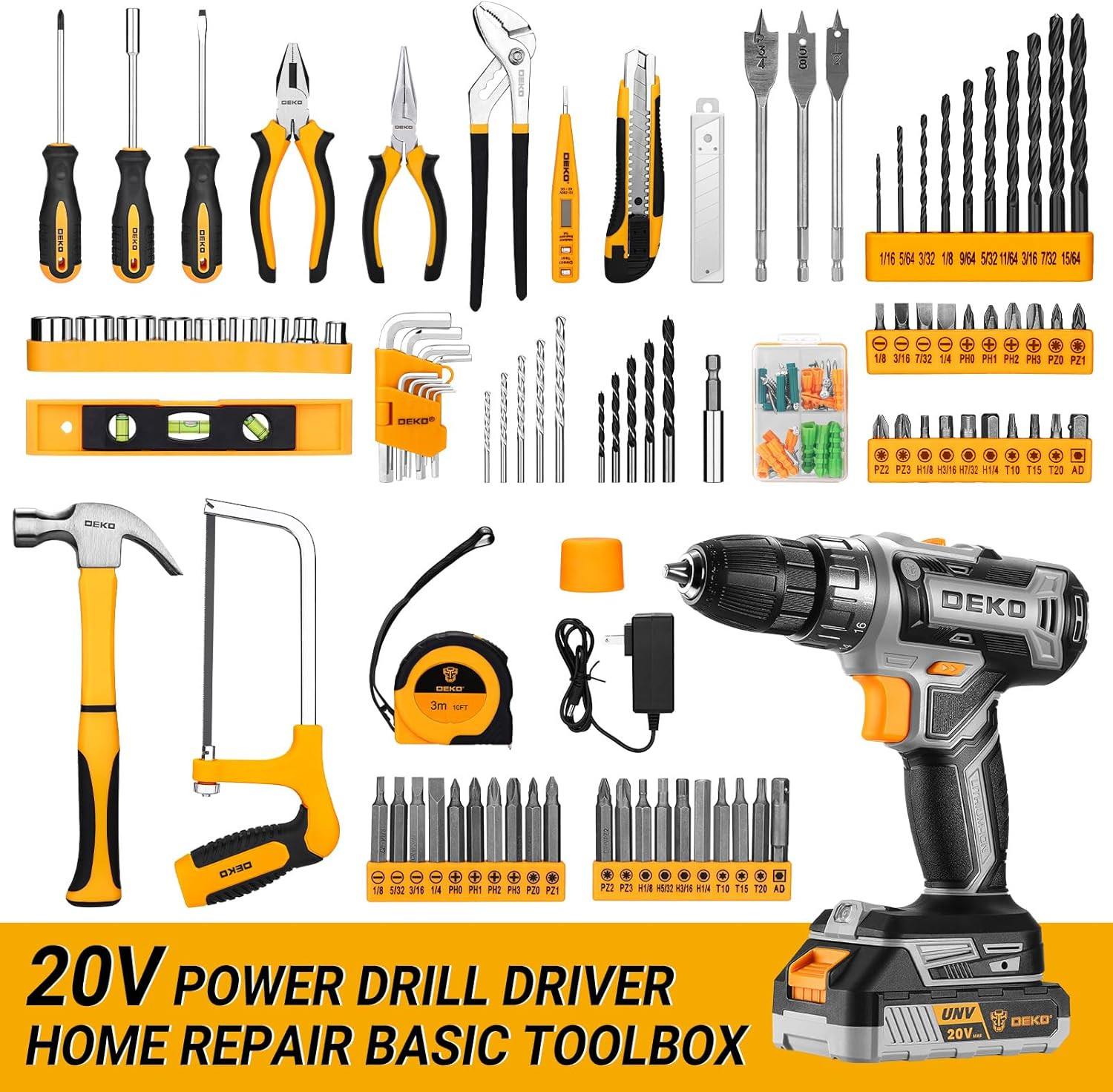 Valigetta Attrezzi 186 Pezzi + Trapano Avvitatore Batteria 20V Set Punte Chiavi foto 2