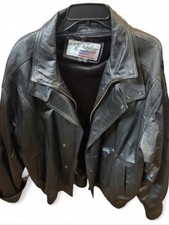 American Leather Mens Black Leather Biker Jac...