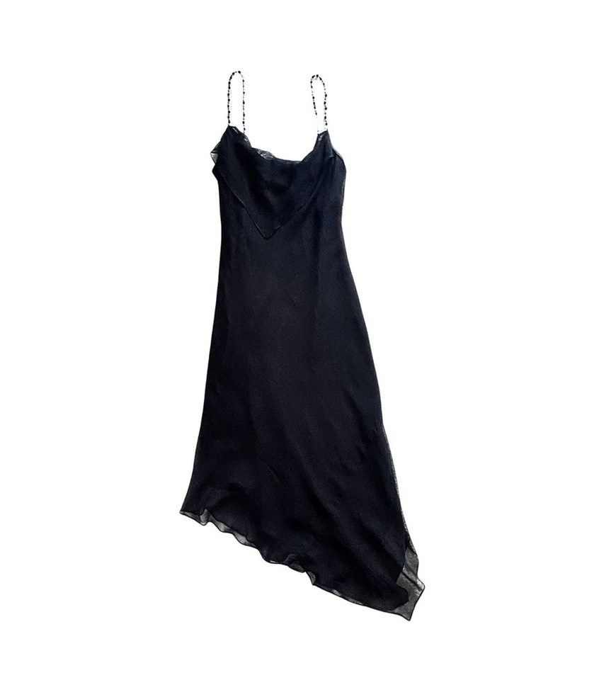 Vestido de cóctel Cosmo negro de seda de 1990 - Laundry de Shelli Segal - Se ajusta como un 8 Foto 2 de 4