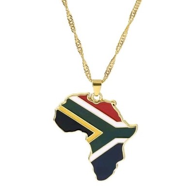 SÜDAFRIKA Landkarte Anhänger mit 50 cm Singapur Gold Plattiert South Africa