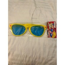 Giant Novelty Sunglasses Yellow Frame Blue Lenses Star Accents Costume Party UV