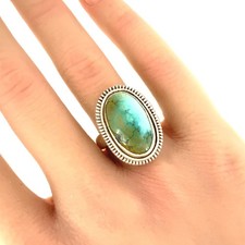 Native American Vintage Turquoise, Sterling Silver Ring Sz. 7.5
