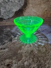 Vintage Uranium Glass Block Optic Sherbet Cup. Good Condition