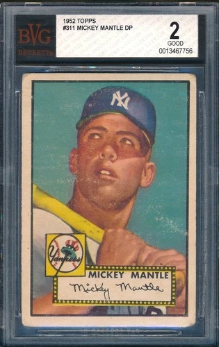 1952 Topps #311: MICKEY MANTLE Type 1, Yankees  Beautiful Example ~ BVG 2