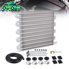 10 Rows Aluminum Remote Transmission Oil Cooler Radiator Converter Kit Universal