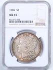 1885 $1 Morgan Silver Dollar MS63 NGC 8327873-002