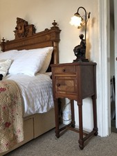 Antique French 19thC Marble Top Bedside Cabinet Pot Cupboard Side Table