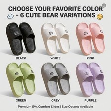 Cute Bear Cloud Slippers Women Soft EVA Non-Slip Bathroom Indoor Summer Slides