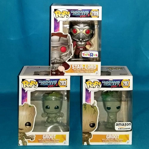 NEW 3 Guardians of the Galaxy Vol 2 Funko POP Star Lord 209 Groot 207 202 Marvel