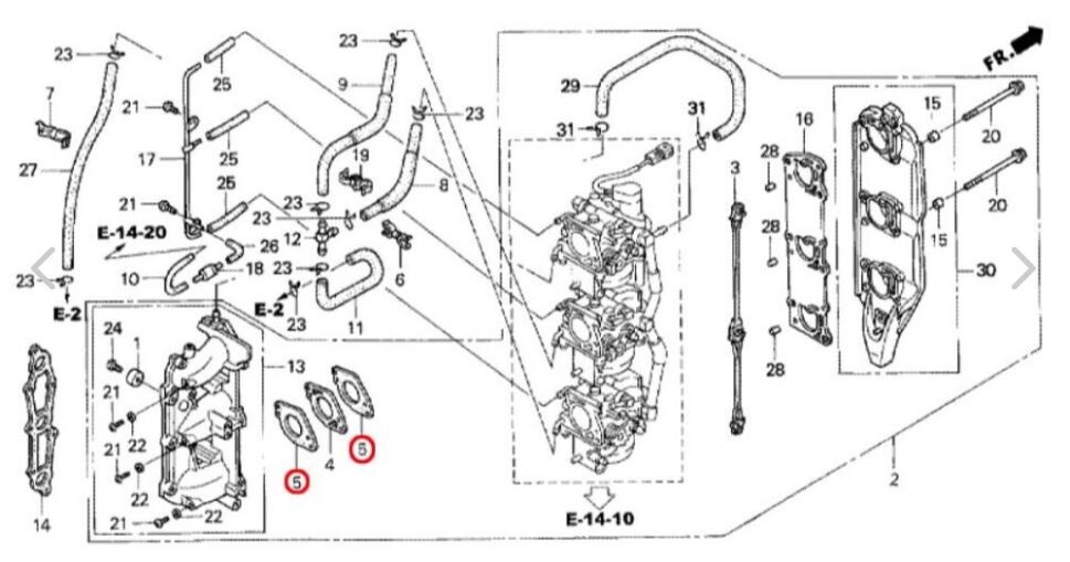 Honda Genuine 40HP 50HP carburetor Gasket BF40A BF50A 4 Stroke Outboard