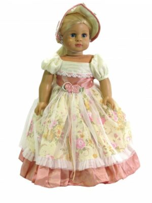 Doll Clothes 18'' Colonial Dress Pink Yellow Floral Hat Fit 18 Inch Girl Dolls