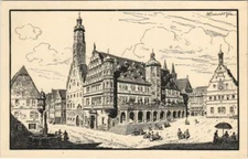 CPA AK Rothenburg Rathaus und Herterichbrunnen GERMANY (1077055)