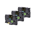 3x Compatible with Brother TZ TZe-344 ruban étiqueteuse Or sur noir 18mm