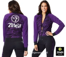  ZUMBA FITNESS Funky Cardigan Jacket Super Soft! Silver Foil Bling *EliteZWear S