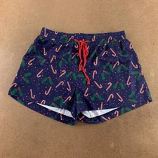 Pink Lily Womens Christmas Candy Cane Shorts Athletic Blue  XL New