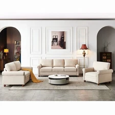 Modern Upholstered Sofa Soft Loveseat Couch Set with Storage Removable Cushions