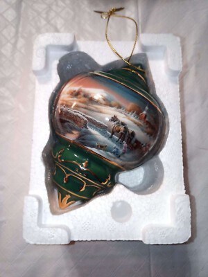 2006 Wild Wings Terry Redlin Almost Home Porcelain Christmas Ornament Green