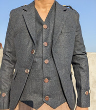 New Scottish Men Traditional Argyll Braemar Wool Highland Kilt Jacket and Vest